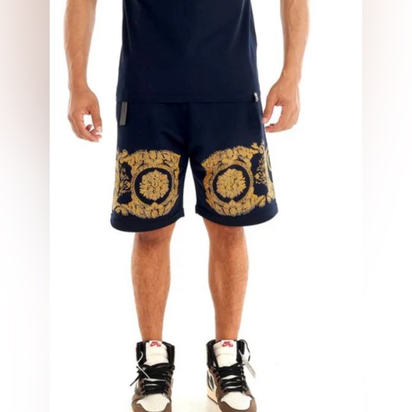 Avenue George V Paris Black Cotton Drawstring Shorts Rhinestones - Picture 1 of 14